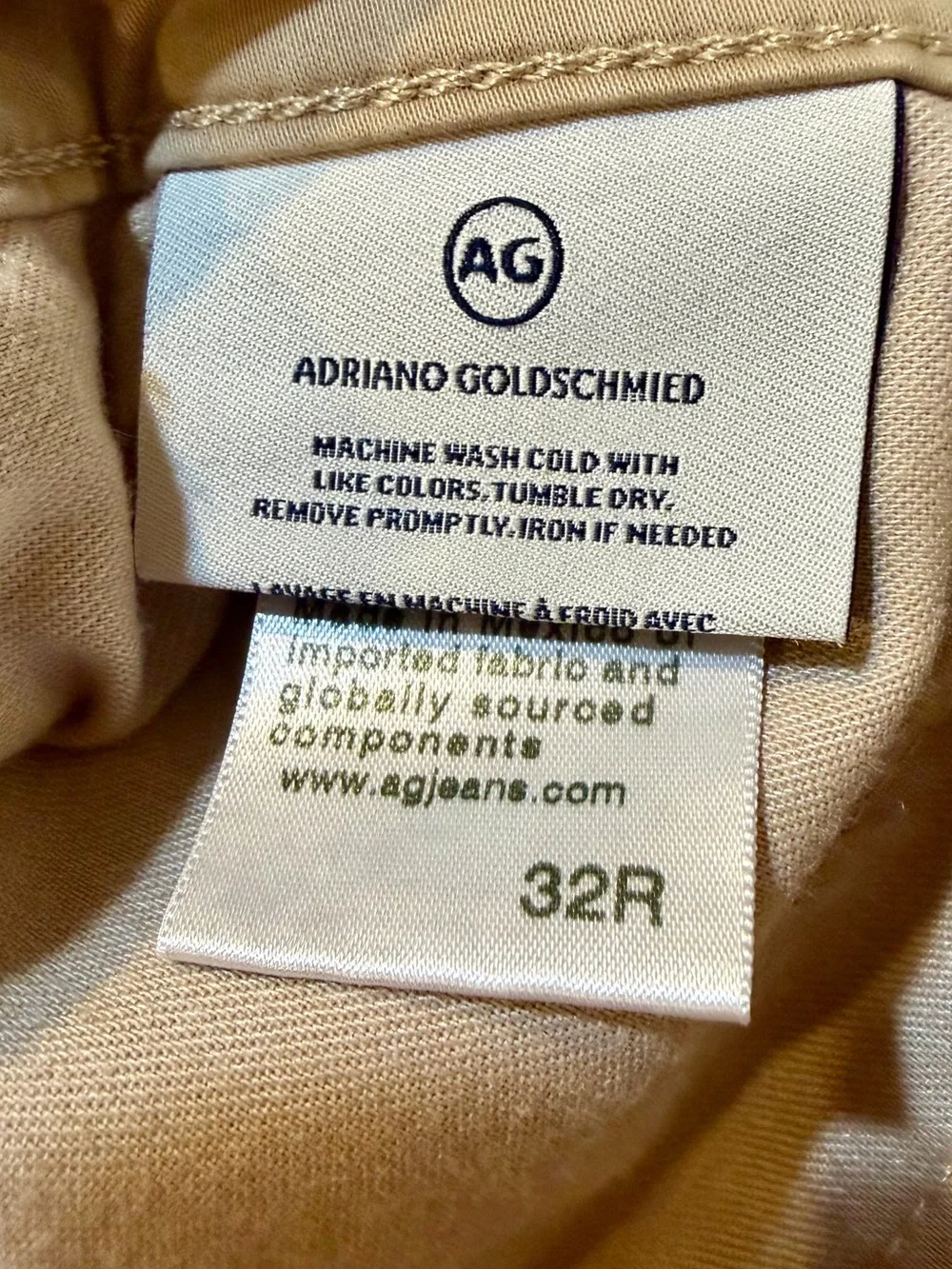 AG Adriano Goldschmied Men's Khaki Flat-Front Shorts